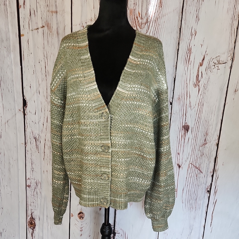 C&C California Olive Oversized Button-Up Cardigan L